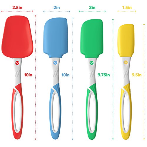 image for Vremi 4 Piece Spatula Set - Colorful Silicone Rubber Baking Spatulas N