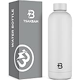 Insulated Water Bottle with Lid, 25 oz Reusable Leak-Proof Metal Stainless Steel Water Bottles for Travel, Sports, Gym, Outdoor (White)