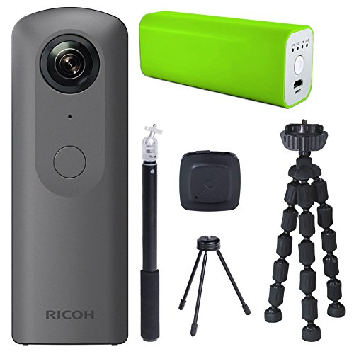 Ricoh Theta V 360-Degree Spherical 4K HD Digital Camera with Ricoh Selfie Stick, Tripod & Power Bank Advanced Kit