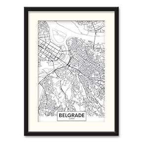 Black Paper Framed Canvas Wall Art for Living Room, Bedroom Black and White City Map Canvas Prints for Home Decoration Ready to Hanging - 23x31 inches