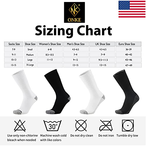 ONKE Cotton Cushion Crew Socks for Men Athletic All Season Heavy Duty