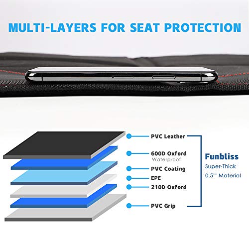 Funbliss Car Seat Protector for Pet, Baby Child Car Seats, - Auto Seat Cover Mat for Under Carseat with Thickest Padding to Protect Leather & Fabric Upholstery - Waterproof and Dirt Resistant (2 Pack)