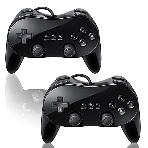 Donop 2 Pack Classic Controller Pro Game Pad for Nintendo Wii Remote (Black)