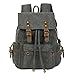 P.KU.VDSL Canvas Laptop Backpack, AUGUR Series Vintage Leather Rucksack, Military Satchel Backpack for Men Women Traveling Hiking