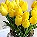 Tulip Yellow 10 Pcs SOLEDI PU Real-touch Artificial Flowers for Bridal Bouquet Wedding Living Room Table Home Garden Decoration