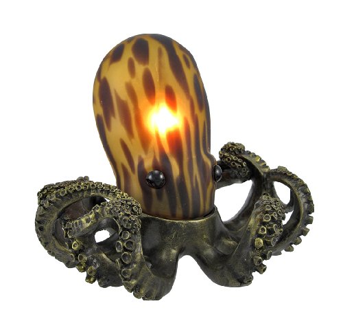 Resin Accent Lamps Amber Glass Octopus Accent Lamp Bronzed Base 5.5 X 6 X 7 Inches Amber Model # TL3740A