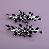 Teyglen Black Rhinestone Bridal Hair Clips Crystal Wedding Hair Barrette for Women Decorative Hair Accessories Jewelry Sparkly Crystal Hair Piece (Black)
