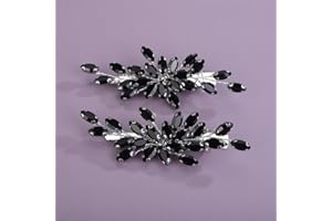 Teyglen Black Rhinestone Bridal Hair Clips Crystal Wedding Hair Barrette for Women Decorative Hair Accessories Jewelry Sparkly Crystal Hair Piece (Black)