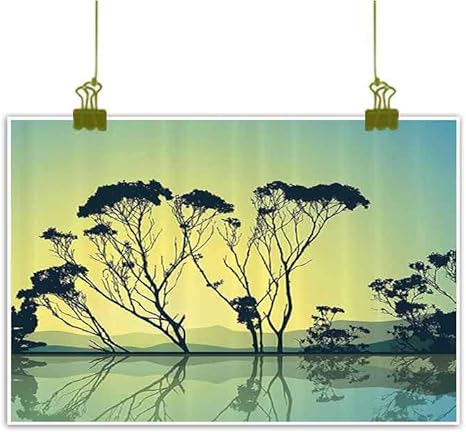 Amazon Semzuxcvo アールデコ ペインティング アパート デコ クラシック 建築 玄関 イラスト 田舎風景 キャンバス ウォールアート ブルー グリーン W35 X L24 インテリア オンライン通販