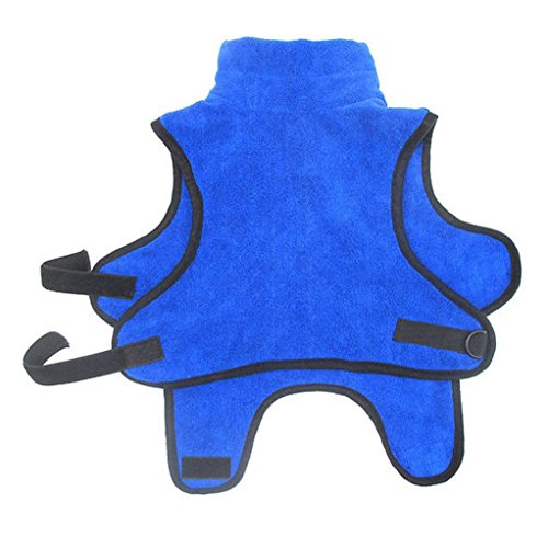 vmree Pet Bathrobe, Puppy Dog Wearable Absorbent Towel Soft Bathtubs Robes Quick-Drying Warm Bathing Suits (Blue, M)