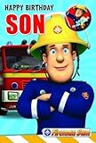 Official Fireman Sam Birthday Card With Pin Button Badge - Son