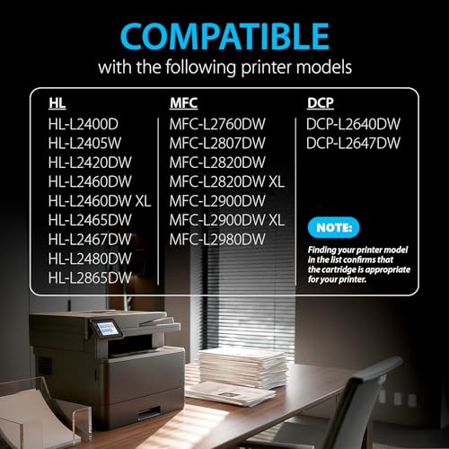 Smart Ink Compatible TN830XL Toner Cartridge Replacement for Brother TN830XL TN830BK TN830 XL with CHIP (2 Pack) to use with DCP-L2640DW HL-L2460DW MFC-L2820DW HL-L2400D HL-L2405W HL-L2865DW Printers
