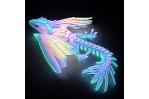 SGYYSG Feathered Wyvern Dragon,3D Printed Dragon, Articulated Dragon with Wings, 3D Printed Toys, Desktop Pet - Indulge in The Enchanting Realm of Dragons (Rainbow Noctilucent)