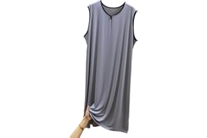 RUHANE Men's Sleeveless nightgowns, Mens Classic modal Pajamas Ultra Soft Nightshirt Loose fit Nightdress L-3XL