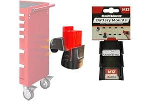StealthMounts Magnetic Battery Holder Compatible with Milwaukee M12 Batteries (3 Pack) - Black