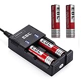EBL 18650 3.7V Li-ion Rechargeable Batteries 4 Counts with iQuick 18650 16340 14500 Battery Charger