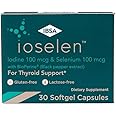 Ioselen - Thyroid Support Supplement – 100 mcg Selenium, 100 mcg Iodine, 5mg BioPerine - 30 Soft-Gel Caps for Increased Bioavailability and Absorption - Gluten-Free, Lactose-Free, Sugar-Free, Non-GMO