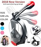 Full Face Snorkel Mask 2.0,2017 New Foldable Snorkeling Mask Full Face with Detachable GoPro Mount Pivot Arm and Earplug, 180° Large View Easy Breath Dry Top Set Anti-fog Anti-leak