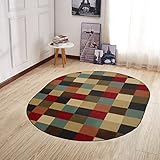 Ottomanson Ottohome Collection Contemporary Checkered Design Non-Skid Rubber Backing Modern Area Rug, 5' X 6'6