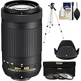 Nikon 70-300mm f/4.5-6.3G DX AF-P ED Zoom-Nikkor Lens with 3 UV/CPL/ND8 Filters + Hood + Tripod + Kit (Renewed)