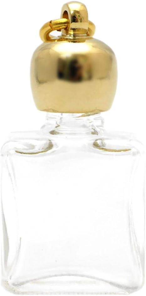 Amazon ミニ香水瓶 アロマペンダントトップ 平角スキ 透明 1ml ゴールド 穴あきキャップ パッキン付属 アロマペンダント 香水 フレグランス 通販