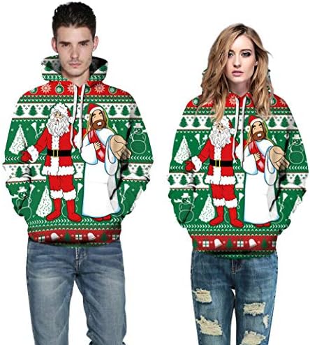 Christmas Couples Hoodie Duseedik 3D Christmas Cat Print Hoodie Women Men Unisex Hoodie Sweatshirt Pullover