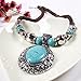 Qiyun (TM) Chunky Turquoise Blue Pendant Wood Beaded Chain Necklace Tibet Necklace Earrings