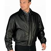 REED Men’s Luxury Leather Bomber Jacket – Genuine Leather American Style with Broad Shoulder Fit
