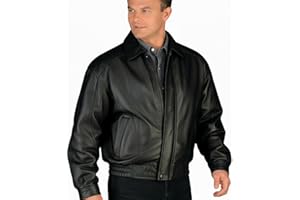 REED Men’s Luxury Leather Bomber Jacket – Genuine Leather American Style with Broad Shoulder Fit