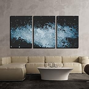 3 Piece Canvas Wall Art - Water Splash Isolated on Dark Blue Background - Modern Home Art Stretched and Framed Ready to Hang - 16"x24"x3 Panels