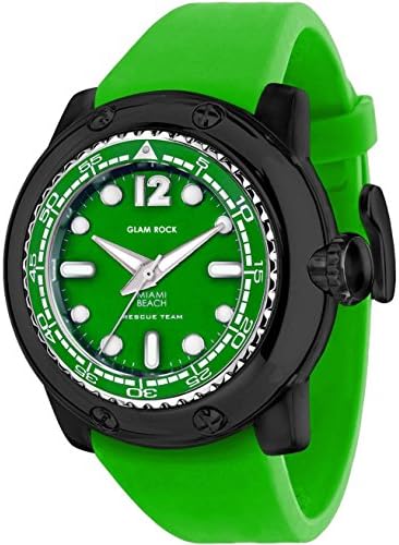 GLAM ROCK MEN'S MIAMI BEACH 50MM GREEN SILICONE BAND QUARTZ WATCH GR20025