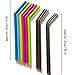 Reusable Straws – 12 Straws, Set Including Silicone Smoothie Straws and Stainless Steel Straws and Cleaning Brush, Wide and Long Reusable Straws with Cotton Storage Pouch Bag