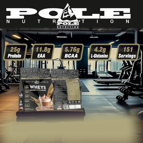 Pole Nutrition Whey Protein | Lean Muscle Shake | High Protein, Zero Sugar | (4535g) | Suppor Recovery & Muscle Growth (10 Lbs, CAFE FRAPPUCCINO)