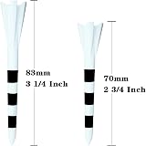 FINGER TEN Golf Tees Plastic 83mm 70mm 50 Count Mixed Colors White Black view 2