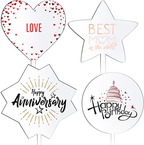 20 Pieces 5 Inch Clear Acrylic Cake Topper DIY Round Acrylic Birthday ...
