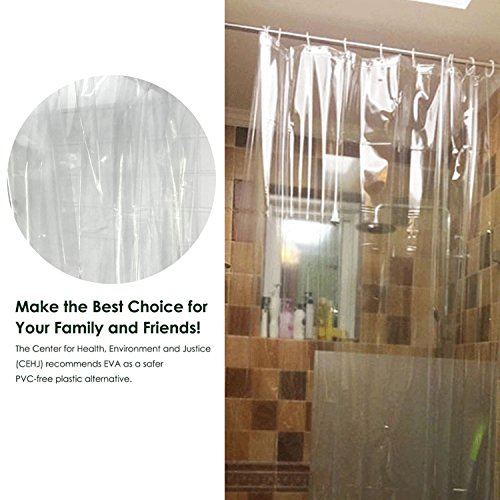 Bamyko Clear Shower Curtain Liner, 72x72 Inch Clear Shower Curtain