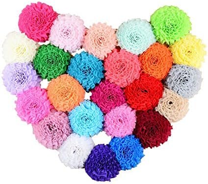 Aisila Pack of 30 2.75 Inch Handmade Chiffon Flowers without Clips for Baby Girl Headbands(AIH0179)