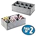 mDesign Fabric 8-Section Divider Drawer Organizer Bin for Baby Nursery Dresser, Closet, Changing Table Organization, Hold Clothes, Toys, Diapers, Bib, Blanket, Lido Collection, 2 Pack, Gray/White
