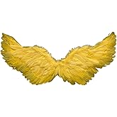 Creative Angel Feather Wings with Elastic Straps Bright Color Lightweight Costume Cosplay Wings Photography Props Halloween Supplies Yellow