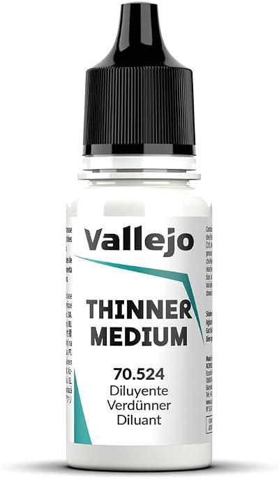 Vallejo Thinner Medium Colorless Diluent for Acrylic Paints 18 ml Bottle