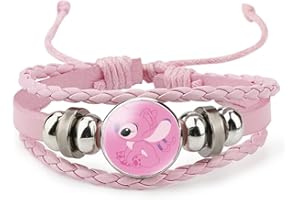 you-beat-you-land Pink Sittch Bracelet Adjustable Hand Woven Leather Bracelet Christmas and Birthday Graduation Gift Bracelet