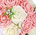 Febou Wedding Bouquet Bride Bridesmaid Toss Bouquet Bridal 9 inch Rose Bouquet Artificial Flowers for Wedding Party and Church (White + Pink)