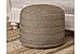 Signature Design by Ashley Herringbone Jute Pouf, 20 x 20 In, Brown & Black