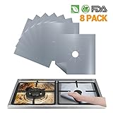 Stove Burner Covers Reusable Gas Stove Protector - FDA Approved Gas Range Protectors | Non-stick Stovetop Protector Liner - Heat Resistant BPA Free Non Toxic & Cuttable and Easy to Clean (Silver)