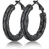 FindChic Chunky Hoop Earrings for Women, Silver/Black/14K Gold Plated Crossover Patterned Hollow Tube Rounded Loop Earrings, 30mm/40mm/60mm/80mm Hoops with Custom Name Options and Gift Box