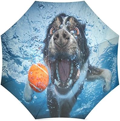 Best Friends/Sisters/Brothers Gifts Novelty Tennis Ball Funny Underwater Dog Folding Windproof outdoor Travel Umbrella for Women