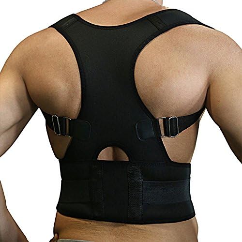 Active Authority B002L-B Thoracic Back Brace Magnetic Posture Corrector Support for Back Neck Shoulder Upper Back Pain Relief - Black, Large (waist 100cm)