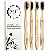 MAXCARE.MC - Bamboo Toothbrushes Charcoal Activated Organic Wooden- Set of 4 – Natural, Eco-Friendly, Biodegradable, Gentle on Teeth & Gums, Safe Teeth Whitening, BPA Free, Medium Soft Bristles