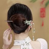 VNEWSCHI Women's Chinese Hair Stick Tassel Pearl Flower Retro Chopsticks Pin view 4