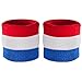 Suddora Striped Wrist Sweatbands - Athletic Cotton Terry Cloth Wristbands for Sports (Pair)